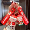 Party Favor Cartoon cute Santa Claus key chain soft rubber doll car key ring Pendant Fashion Bag Ornament Accessori Keychain Christmas Gift