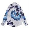 designer cloud blue Hawaiian Style Mens Short Sleeve Print Shirt Plus Size Casual Collar Button Loose Beach