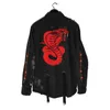 Harajuku Gothic Skull Black Denim Jacket Men Rock Punk Heavy Metal Sweatshirt Sudadera Suspenders Hole Streetwear 220811