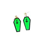 Boucles d'oreilles pendantes en forme de cercueil, bijoux d'halloween, croix verte pour femmes, accessoires en acrylique à la mode, 2066152