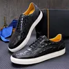 Black Purple Emed Casual Leather Cowhand Shoes Crocodile Men's Plate-size Flat Sneakers A19 513 269