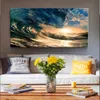 Pinturas de lona nórdica cenário de ondas marinhas Arte da parede Poster da natureza moderna e impressões imagens de arte para sala de estar decoração de casa