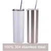 US Stock Sublimation Tumblers 20 Oz Straight Blank Mugs White Tumbler with Lid and Straw for Heat Transfer DIY Gift Coffee Mug