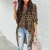 Autumn Chiffon Blouse Long Women Leopard camisa casual Casual Ladies Halve Sleeve Tops Femme Camisas Mujer 220811