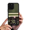 Zielony luksusowy projektant etui na telefony dla IPhone 11 12 13 Pro Promax Xr X Xs list G pokrowiec na telefon komórkowy etui przeciw upadkowi różowy kwiat najwyższa jakość