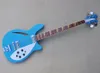 Blue Semi-Hollow 4 Strings Bass Guitar Electric com braço de pau-rosa