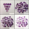 Perles en pierre bijoux Natural 6 mm 8 mm 12 mm Round Amethyst Face for Collier Ring Earrings Dhhdf