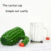 Ensembles de vaisselle 420 ml Green Creative Cactus Coffee Cake Ceramic Plant Shape Thé Tasse de thé Mait Boire Carton Rended Poigne Carton 1PCSDINNE