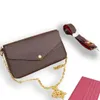5A luxurys bag favorite multi accessories 3 pcs/set women Crossbody Purse Messenger bags Handbags Flowers shoulder lady Leather 61276