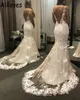 Арабская азо -эби Русалочка Свадебные платья для женщин чисто шеро -шею цветочные кружевные кружевные приспособленные винтажные свадебные платье