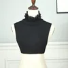 Bow Ties Black Ruffle Stand Fake Collar for Women 여성 셔츠 분리 가능한 칼라 False Neckwear Clothies Nep Kraagiebow