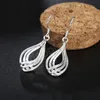 925 Silver Color Dangle Earrings مجوهرات مجوهرات أنيقة سحر سحر تويست خط الأقراط الهدايا عيد الميلاد