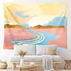 Samenvatting Landschap Zonsondergang Wall Tapijt Art Home Decor Room Aesthetic College Dorm J220804