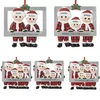 Resin Christmas Decorations Cute Christmas Family Ornament Red Plaid Santa Claus Pendant DIY Name Photo Frame Xmas Tree Ornaments Gifts 0811