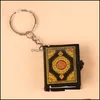 Kliny Akcesoria mody 1pcs Nowa muzułmańska żywica brelokowe Islamska mini ark Koran Książka prawdziwa papier może odczytać wisiork ring Keyfob r dhdxh