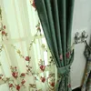 Gordijngordijn high-end geborduurde fluwelen gordijnen voor woonkamer slaapkamer luxe groene bloemen bloemen pure elegante extravagantie mooi