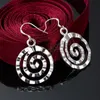 Boucles d'oreilles pendantes couleur argent 925 pour femmes, bijoux de tempérament, cercle en spirale assorti, cadeau d'anniversaire