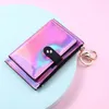 Titolari di carte Laser PU Pelle Portafoglio corto da donna Cerniera Hasp Doppio portamonete Borsa portamonete piccola femminile ClipCard