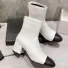 مصمم نساء سستة تمتد أحذية القماش الخريف شتاء جلد الغزال براءة اختراع كعب 5 سم للثلوج أزياء Rainboots الغربية الحذاء الكلاسيكي الأسود