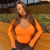 Orange Néon Body Femmes À Manches Longues Moulante Sexy Automne Hiver Streetwear Club Tenues De Fête Casual Vêtements Féminins 220811