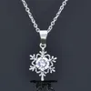 Pendant Necklaces Snowflake Flower Pendants And Rose Gold Silver Color Zirconia Necklace For Women Neck Chains Jewelry XL031 SPPendant