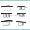 모발 확장 클립 액세서리 도구 제품 7 캡을위한 Theeth Stainless Steel Wig Combs Extensi DHAKC