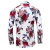 Autumn Men Men Slim Floral Print Shirts Longa Moda Marca Festa de F￩rias Vestido Casual Flor Camisa Homme Plus Size 7xl 220811