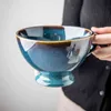 500ml Ceramic Personality Kiln texture casuale tazza da caffè Piedi alti tazze da colazione tazza da tè Cina porcellana T220810