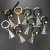 Pulseira de cordão de madeira fosca preta Padrão de moda de moda Tassel Pingente Bracelets Mulheres Girl Key Ring Wel Strap 7 Colors
