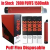 Puff flex engångs pod e-cigarett enhetssats 2800 puffar 1500 mAh 10 ml Förspillad patronvape stickpenna satser