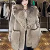 Cappotto di pelliccia a maniche lunghe europeo Donna Toka Double Face Pelle di lana Calda giacca elegante di lusso di media lunghezza leggera 2022 Nuovo inverno T220810