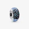 Andy Jewel 925 Sterling Lampwork Silver Beads Wavy Dark Blue Murano Glass Ocean Charm 매력에 맞는 유럽 판도라 스타일의 보석 팔찌 목걸이