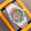 Hollow out Diamond Watch Automatyczne mechaniczne zegarki męskie 41 mm Business Na rękę Sapphire Na rękę Montre de Luxe