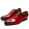 Herren-Schuhe aus echtem Leder, zum Schnüren, glänzend, bequem innen, handgefertigt, formelle Hochzeitsschuhe a1