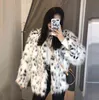 Loose short fur leather coats womens warm leopard faux mink fur leather jackets women autumn clothes winter thicken fashion T220810