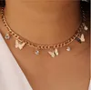 Chokers vintage flerskikt hängande fjärilshalsband för kvinnor fjärilar Rhinestone charm choker halsband boho mode smycken gåvachoke