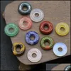 Stone Loose Beads Jewelry Natural Crystal Semi-Precious Turquoise Rose Quartz 15Mm Peace Buckle For Necklace Ring Dh7Dm