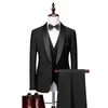 男性のスキニー3ピースセットフォーマルスリムフィットタキシードウエミングスーツ男性花groomウェディングブレザー高品質のドレスジャケットコートパンツベスト220811