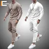 Осенние мужские спортивные костюмы Casual Sport Set Set The Long Roomed Tshirt 2 штуки SetSpants Fashion Brand Jogger Fitness Sportswear 220811