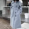 2021 Zimowe kobiety Faux Fur Płaszcz grube ciepła kurtka kobiety swobodne luźne podwójnie piersi długie płaszcze kobiety Overcoat Femme Streetwear T220810
