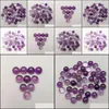 Perles en pierre bijoux Natural 6 mm 8 mm 12 mm Round Amethyst Face for Collier Ring Earrings Dhhdf