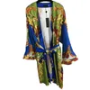Барокко флора Женщины спят одежда модная мягкая сенсорная баня творческая регулируемая поясная ночная рубашка
