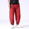 Herenbroek #8059 Zomer Katoen Linnen Men Borduurwerk Dun streetwear Joggers Mens Elastische HAIL HAREM Loose Red Blue Black Greymen's