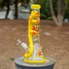 Eşsiz 3D Sarı Kertenkele El İşi Tarzı Hookahlar Karanlık Büyük Bonglar Ice Pinch Pyrex Kalın Cam Su Boruları ile Glow Diffus6000130