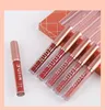 6pcs Lip Liner and Lip Gloss Makeup Sets One Step Lips Kits Waterproof Long Lasting Matte Lipstick Gift