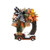 Flores decorativas grinaldas artificiais Autumn Farmhouse Pumpkin Truck Fake Garland Wreath Christmas Garden para Festa de Ação de Graças Deco