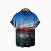 Men's Casual Shirts Men's 3D Printed Shirt Retro Forest Street Clothes Short Sleeved Buttons Harajuku Lapel Hawaiian SummerMen's