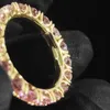 Подвесные ожерелья в стиле рэппер рок -теннис бриллиантовый микропрокат -розовый синий камень заморозил золотое кольцо хип -хопа для женщин -кулон