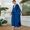 Etniska kläder mode Dubai Kvinnlig paljett Bat Sleeve Cardigan Maxi Dress Abaya Muslimska kvinnor Öppna front Loose Robe Kaftan Marockan Evening