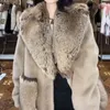 Cappotto di pelliccia a maniche lunghe europeo Donna Toka Double Face Pelle di lana Calda giacca elegante di lusso di media lunghezza leggera 2022 Nuovo inverno T220810